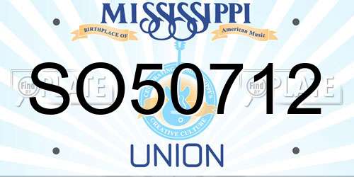 SO50712 Mississippi License Plate