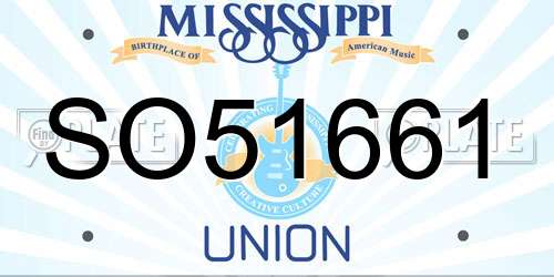 SO51661 Mississippi License Plate