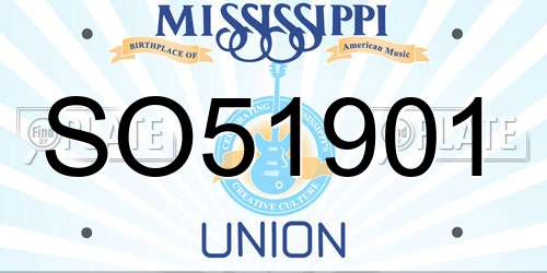 SO51901 Mississippi License Plate