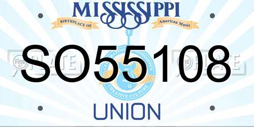 SO55108 Mississippi License Plate