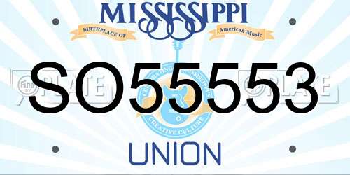 SO55553 Mississippi License Plate