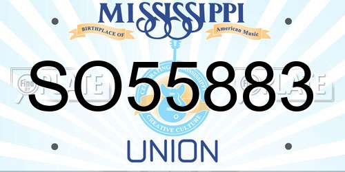 SO55883 Mississippi License Plate