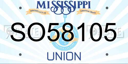 SO58105 Mississippi License Plate