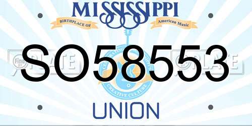 SO58553 Mississippi License Plate