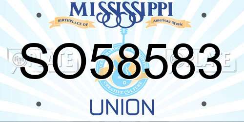 SO58583 Mississippi License Plate