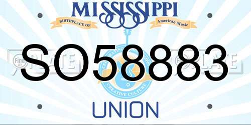 SO58883 Mississippi License Plate