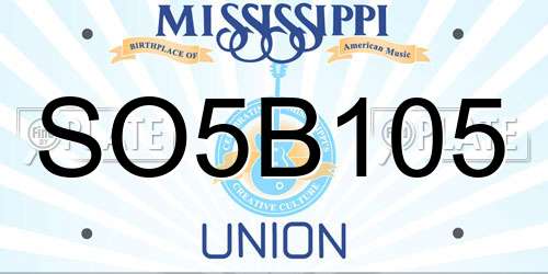 SO5B105 Mississippi License Plate