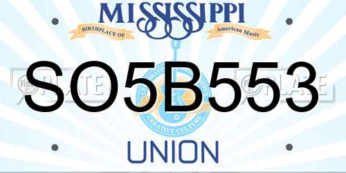 SO5B553 Mississippi License Plate