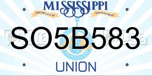SO5B583 Mississippi License Plate