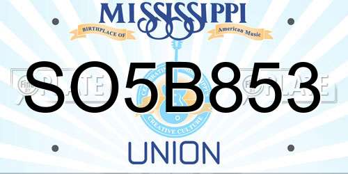 SO5B853 Mississippi License Plate