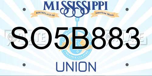 SO5B883 Mississippi License Plate