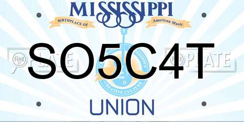 SO5C4T Mississippi License Plate