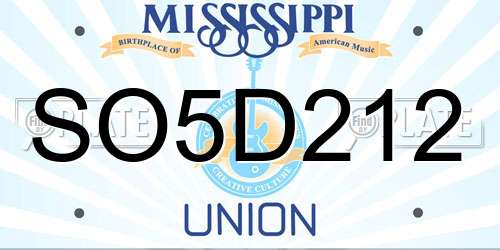 SO5D212 Mississippi License Plate