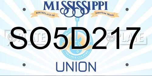 SO5D217 Mississippi License Plate