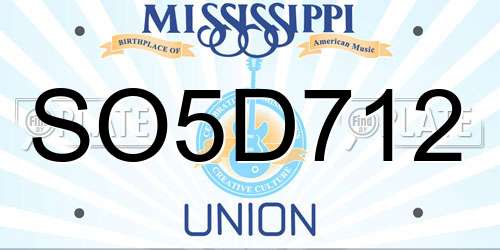 SO5D712 Mississippi License Plate