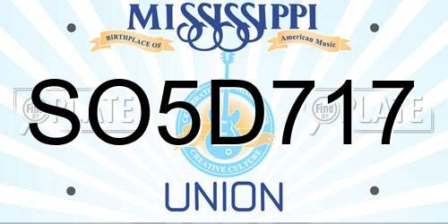 SO5D717 Mississippi License Plate