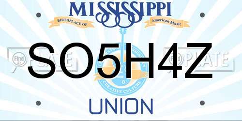 SO5H4Z Mississippi License Plate
