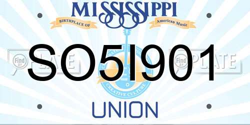 SO5I901 Mississippi License Plate