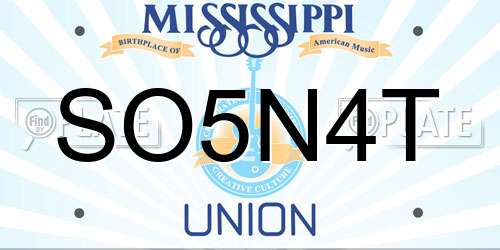SO5N4T Mississippi License Plate