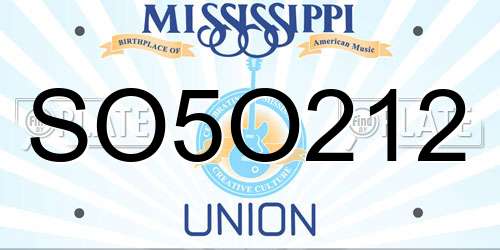 SO5O212 Mississippi License Plate