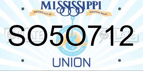 SO5O712 Mississippi License Plate