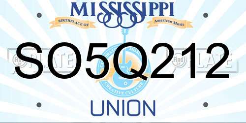 SO5Q212 Mississippi License Plate