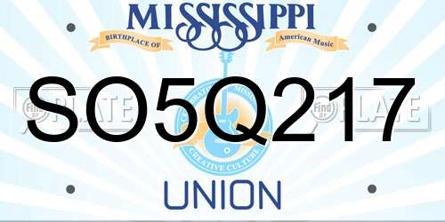 SO5Q217 Mississippi License Plate