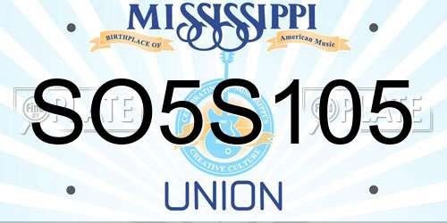 SO5S105 Mississippi License Plate
