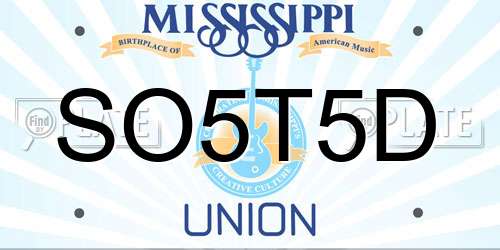 SO5T5D Mississippi License Plate