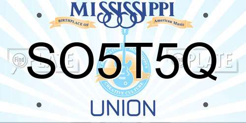 SO5T5Q Mississippi License Plate