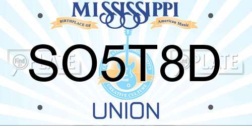 SO5T8D Mississippi License Plate