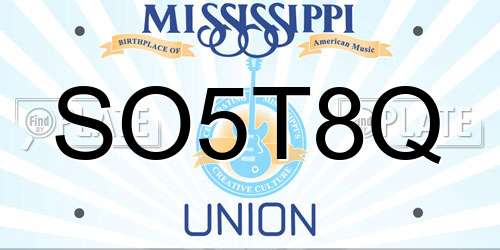SO5T8Q Mississippi License Plate