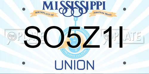SO5Z1I Mississippi License Plate