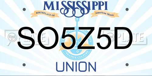 SO5Z5D Mississippi License Plate