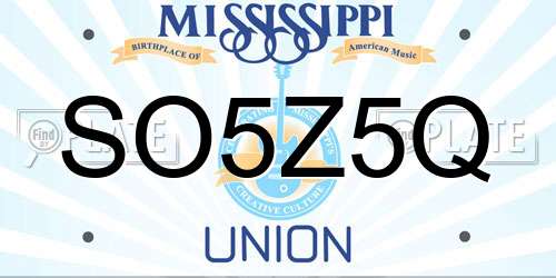 SO5Z5Q Mississippi License Plate