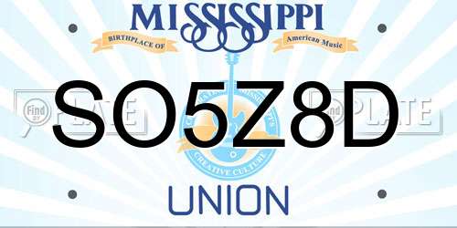 SO5Z8D Mississippi License Plate