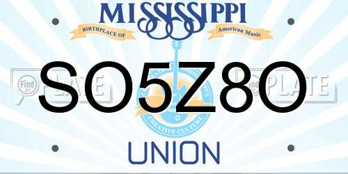 SO5Z8O Mississippi License Plate