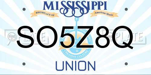 SO5Z8Q Mississippi License Plate