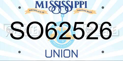 SO62526 Mississippi License Plate