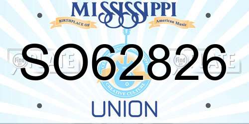 SO62826 Mississippi License Plate