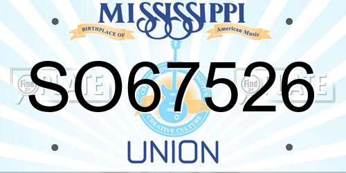 SO67526 Mississippi License Plate
