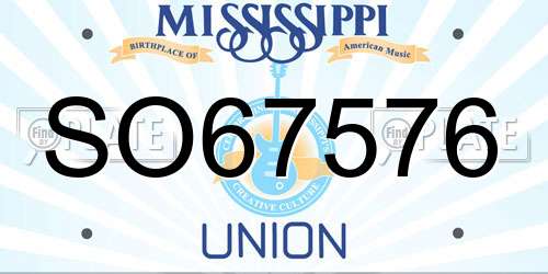 SO67576 Mississippi License Plate