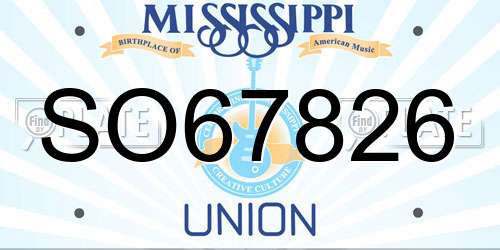 SO67826 Mississippi License Plate
