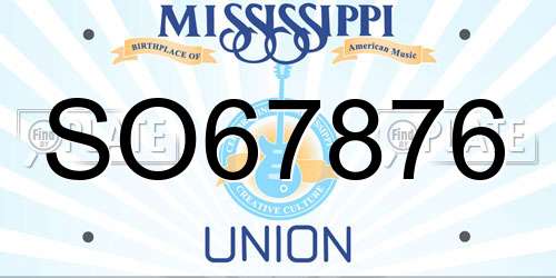 SO67876 Mississippi License Plate