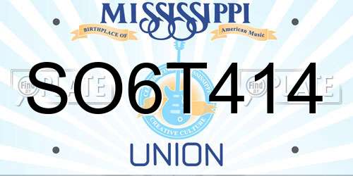 SO6T414 Mississippi License Plate