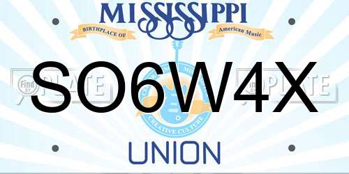 SO6W4X Mississippi License Plate