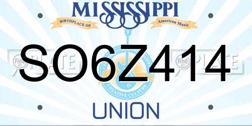 SO6Z414 Mississippi License Plate