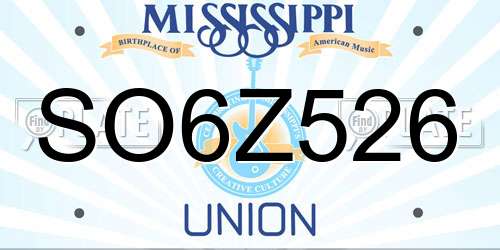 SO6Z526 Mississippi License Plate