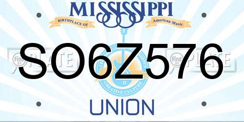 SO6Z576 Mississippi License Plate