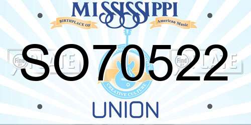SO70522 Mississippi License Plate